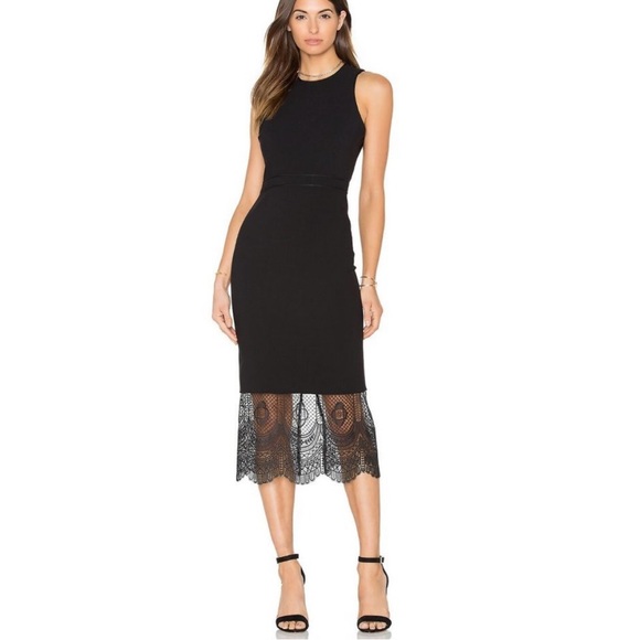 Cinq A Sept Hestia Black Sleeveless Dress Black Lace Bottom - Picture 1 of 9